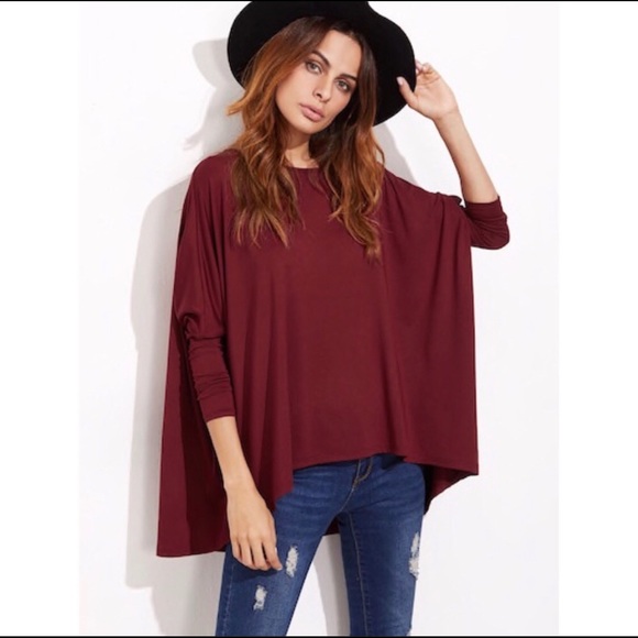SHEIN Tops - ⭐️Burgundy Flattering Oversized Top M